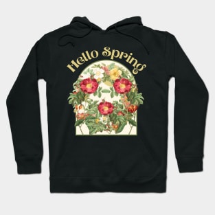 Hello Spring Vintage Botanical Flowers Hoodie